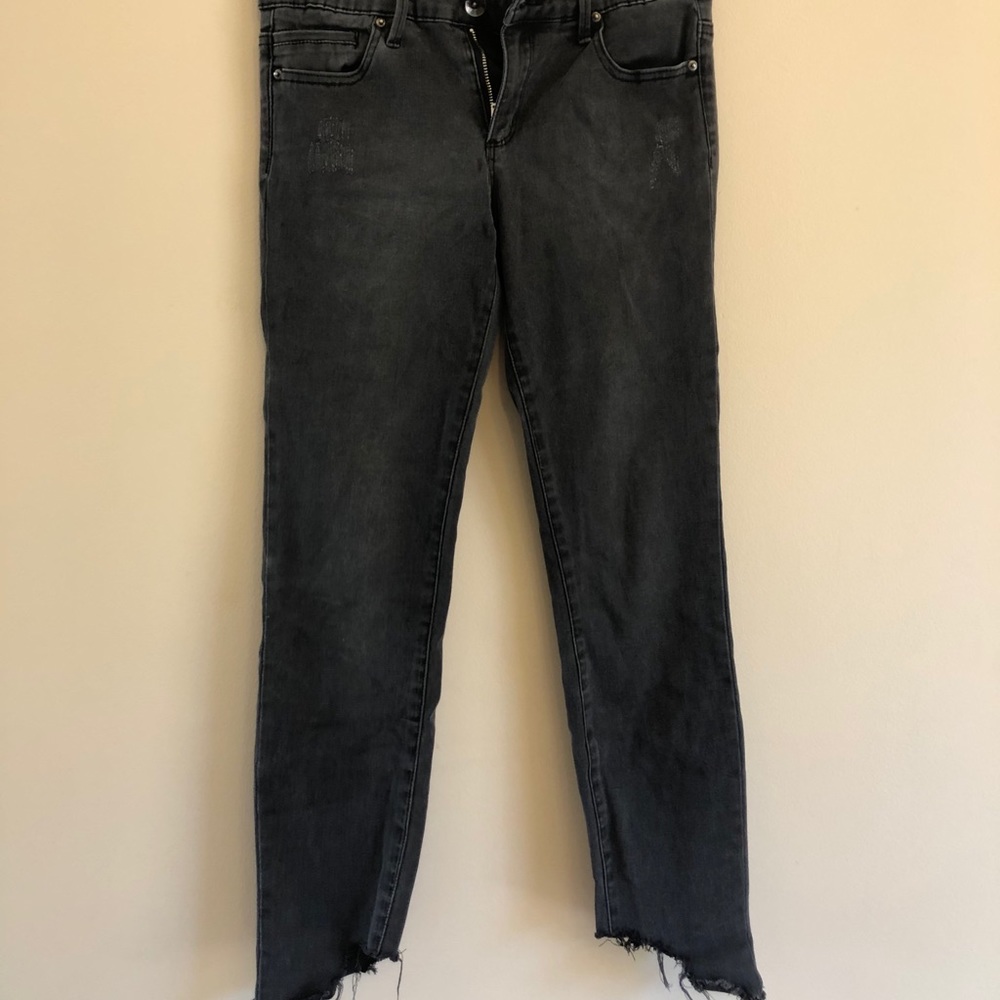 Dark gray distressed jeans